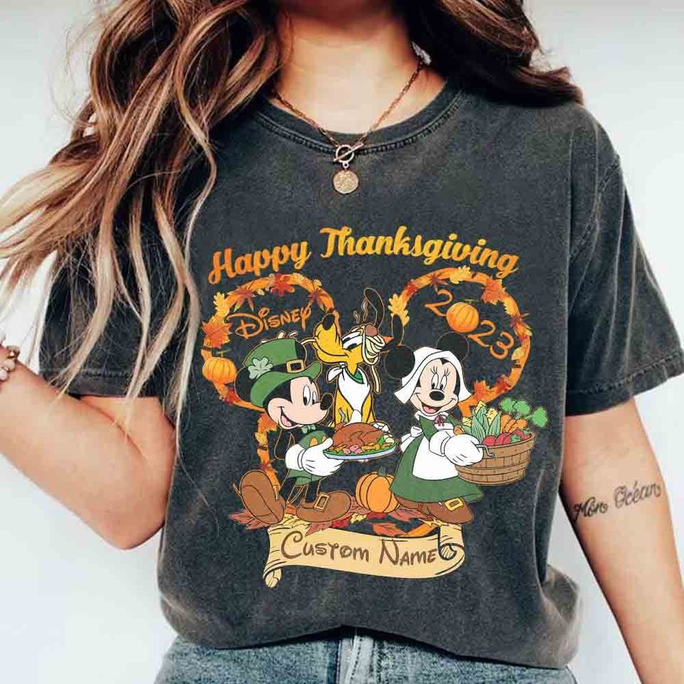 Personalized Mickey and Friends Thanksgiving shirts, Disney Thanksgiving Fall shirt