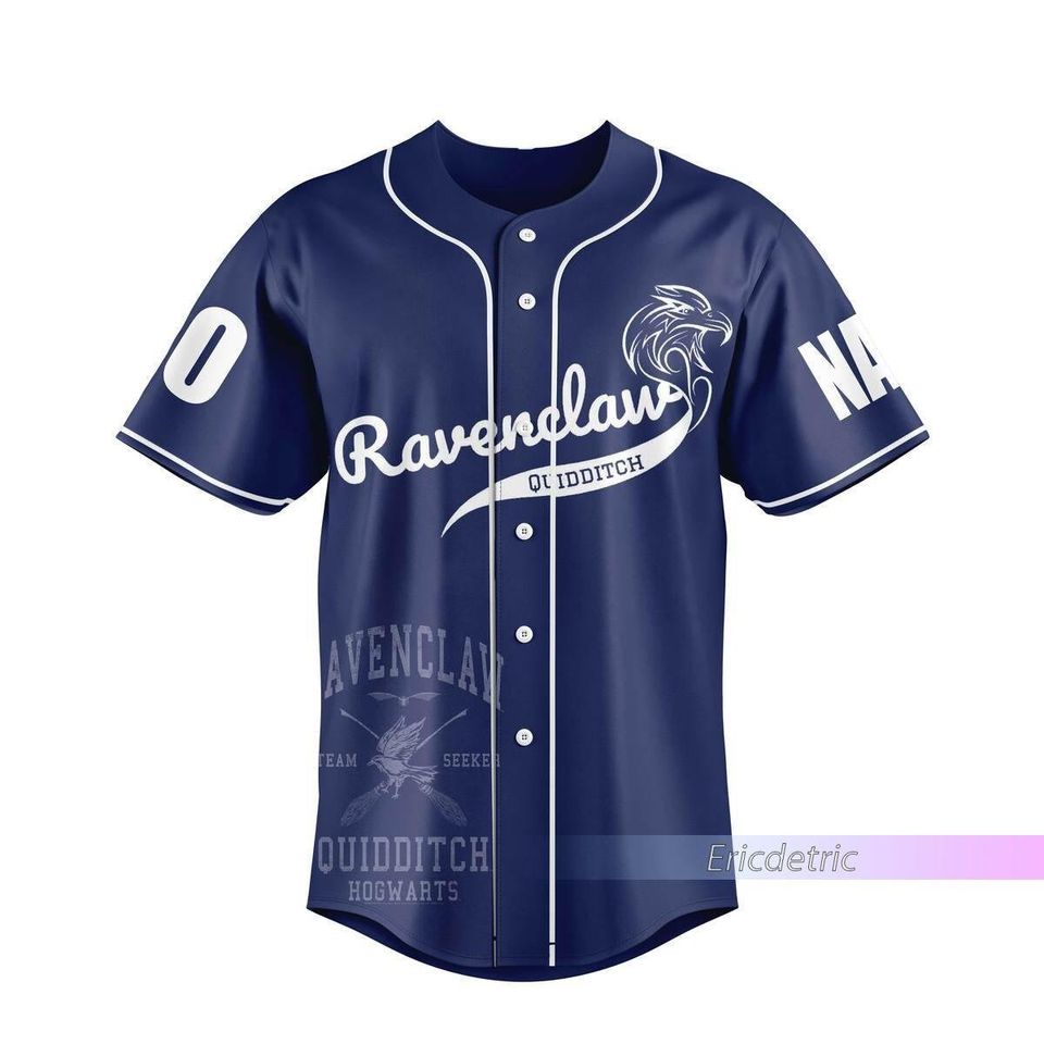 Custom Ravenclaw Baseball Jersey, Wizard House Varsity Collegiate Shirt