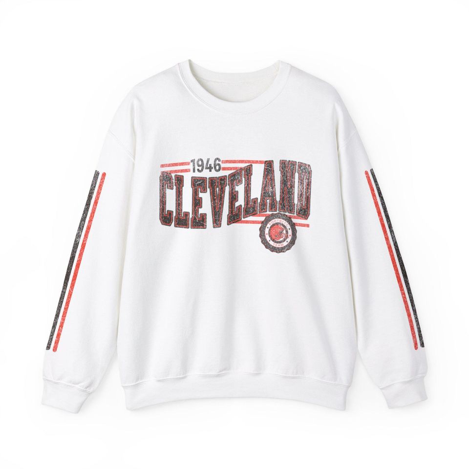 Cleveland Football Retro Crewneck Sweatshirt, Brown Retro Stripe Sleeve Sweatshirt, Cleveland Unisex Shirt, Game Day Shirt, Brown Fan Gift