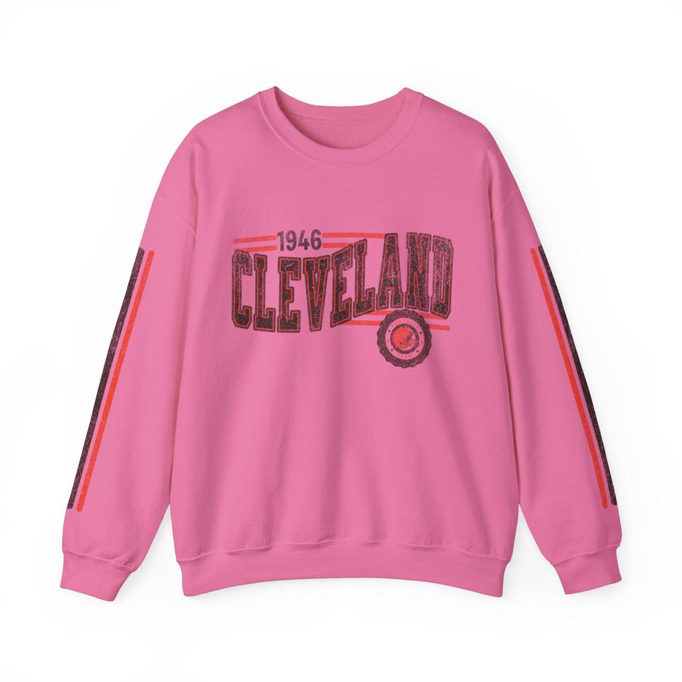 Cleveland Football Retro Crewneck Sweatshirt, Brown Retro Stripe Sleeve Sweatshirt, Cleveland Unisex Shirt, Game Day Shirt, Brown Fan Gift