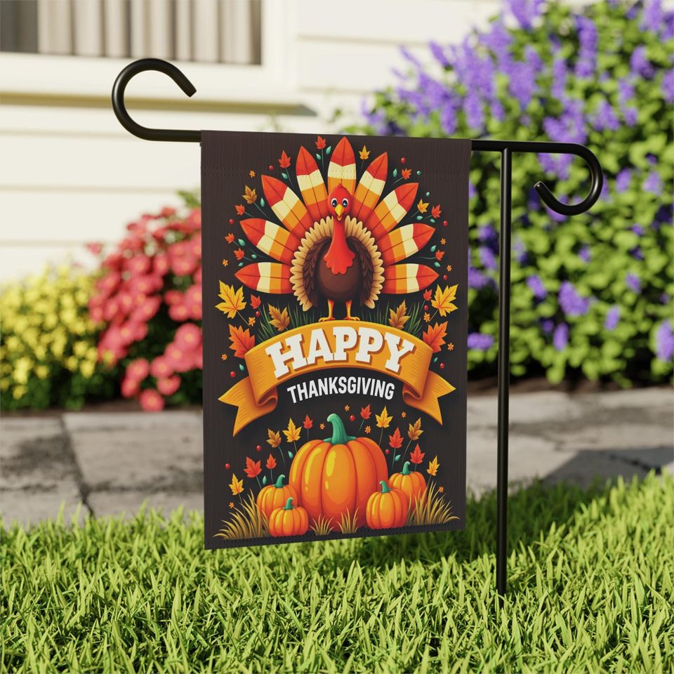 Thanksgiving Garden Banner Double-Sided Fall Yard Flag