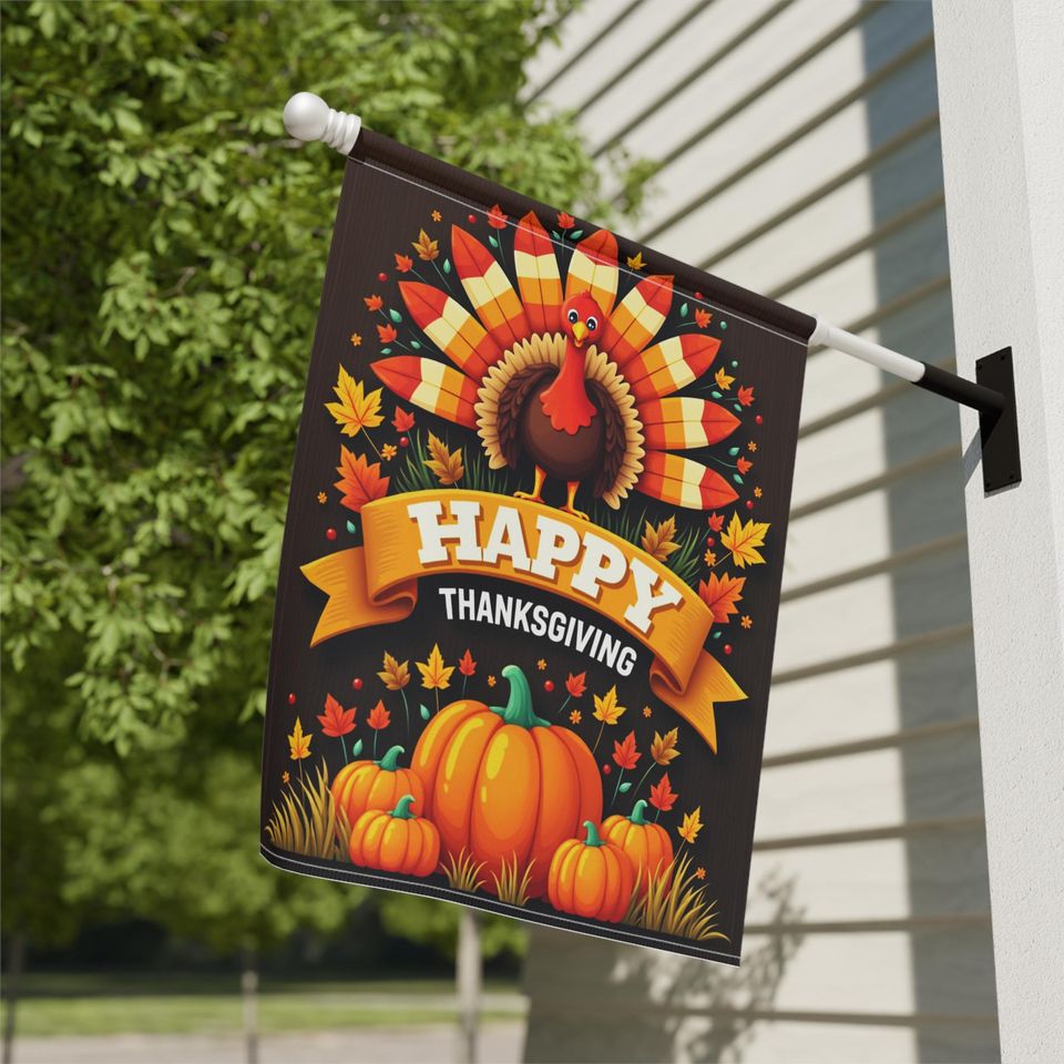 Thanksgiving Garden Banner Double-Sided Fall Yard Flag