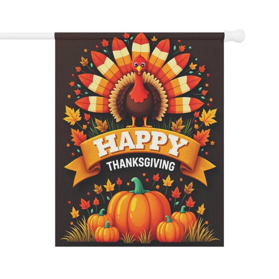 Thanksgiving Garden Banner Double-Sided Fall Yard Flag