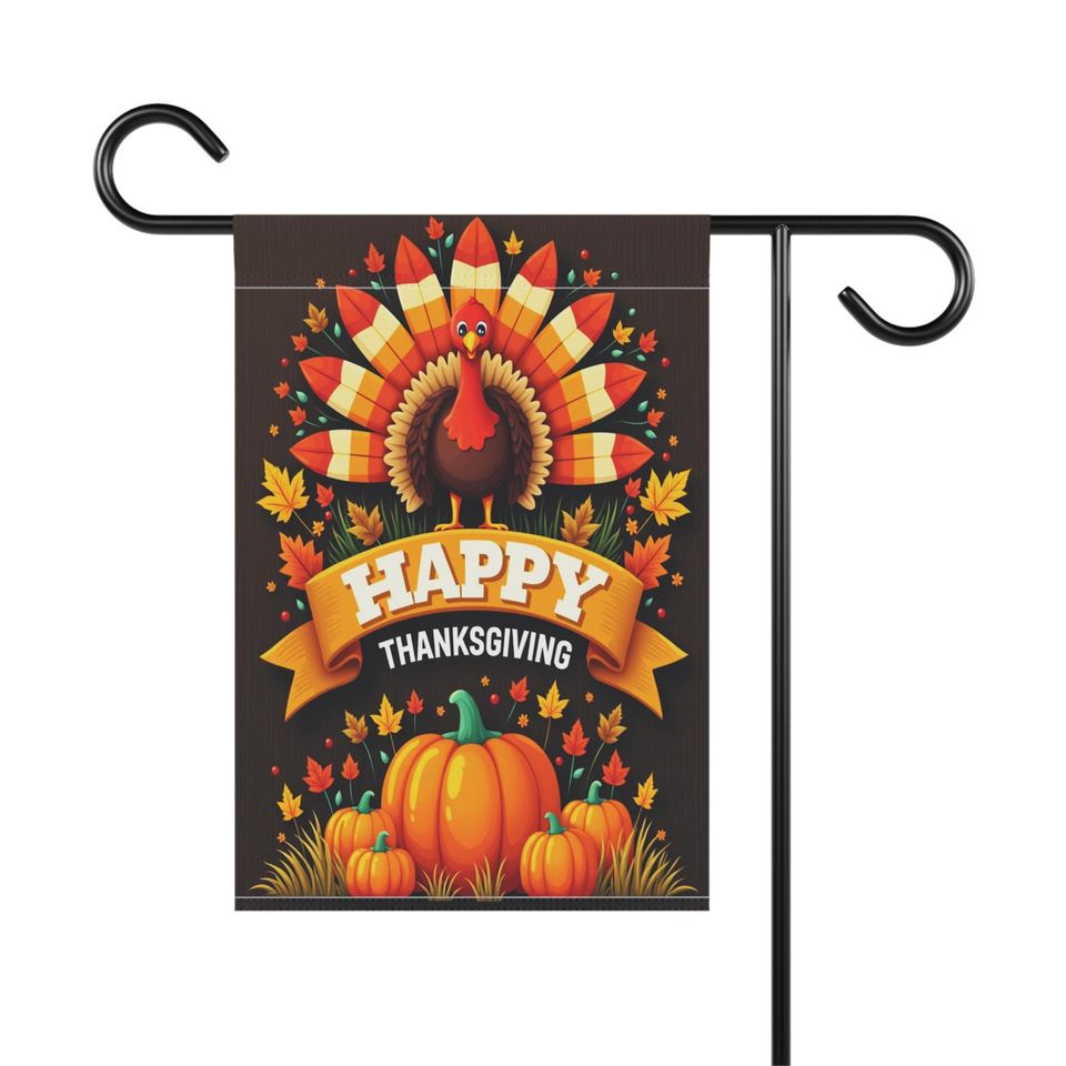 Thanksgiving Garden Banner Double-Sided Fall Yard Flag
