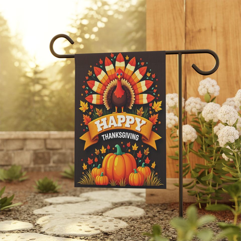 Thanksgiving Garden Banner Double-Sided Fall Yard Flag