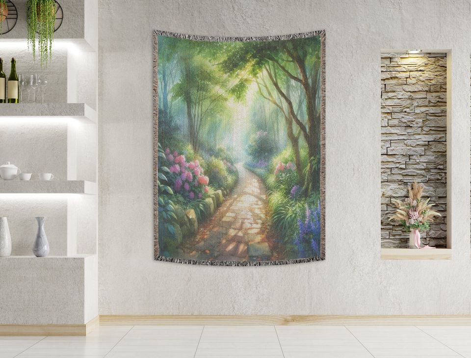 Enchanted Forest Watercolor Woven Blanket