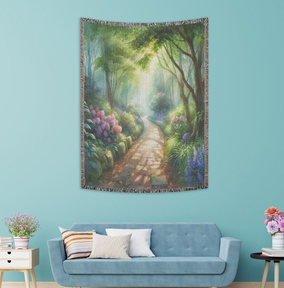 Enchanted Forest Watercolor Woven Blanket