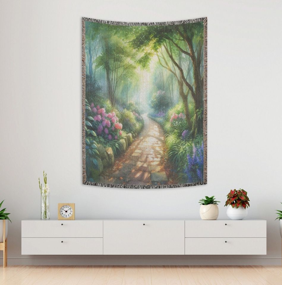 Enchanted Forest Watercolor Woven Blanket