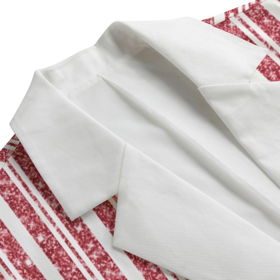 Red and White Sparkle Red Stripes Lightweight Blazer/Sport Coat - Red Lapel