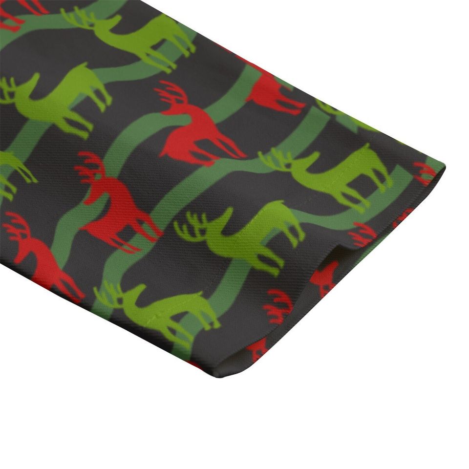 Green and Red Reindeer Christmas Blazer/Sports Coat - BlackLapel