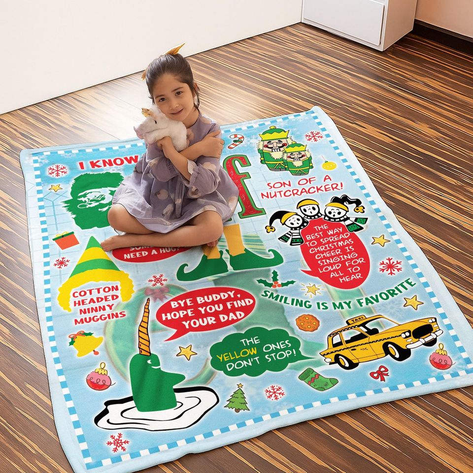 Buddy The Elf Christmas Fleece Blanket for Couch and Sofa, Elf Christmas Decor, Xmas Gift