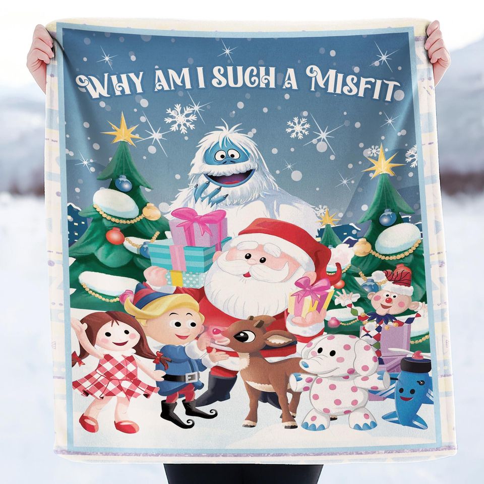 Very Merry Christmas Rudolph Fleece Blanket