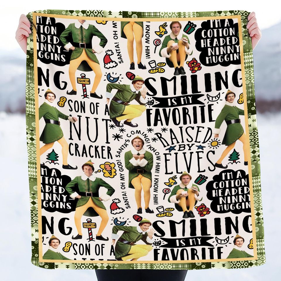 Buddy the Elf Fleece Blanket Christmas Elf Blanket Couch Sofa Quilt