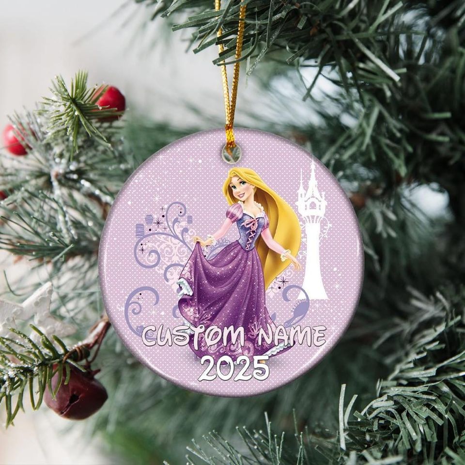 Personalized Rapunzel Christmas Ornament, Custom Name Rapunzel Ceramic Ornament