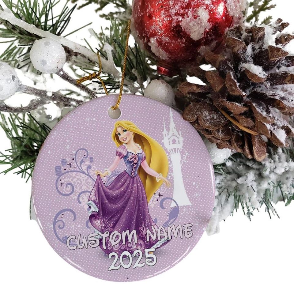 Personalized Rapunzel Christmas Ornament, Custom Name Rapunzel Ceramic Ornament