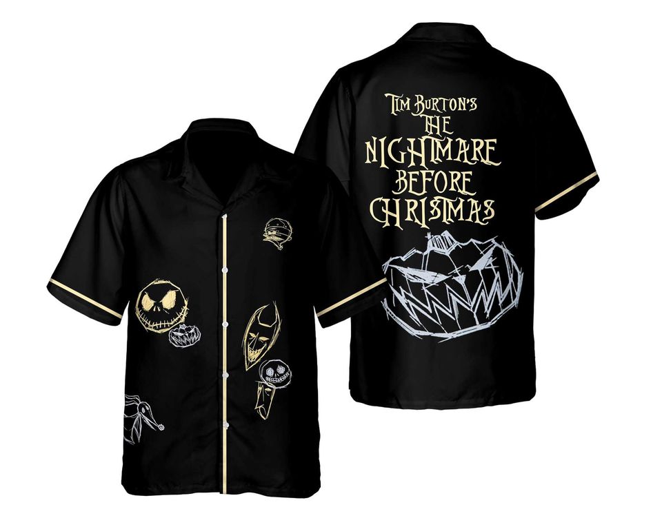 Jack Skellington Lock Shock Barrel Oogie Boogie Sketch Art Hawaiian Shirt