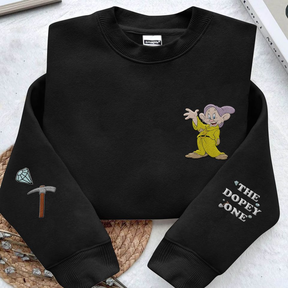 Embroidered The Dopey One Sweatshirt,  Snow White And Seven Dwarfs Embroidery Sweater, Disneyland Family Trip,   World
