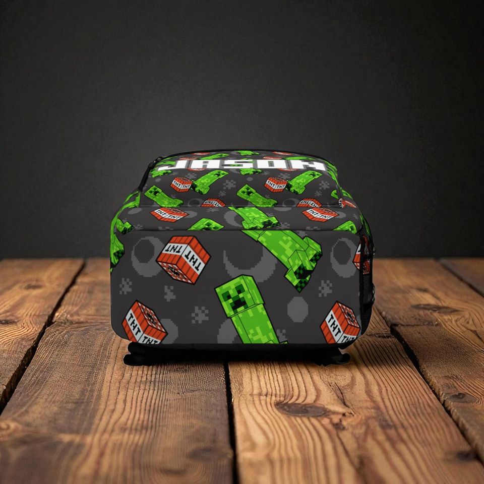 Personalized Minecraft Inspired Backpack, Gamer School Bag