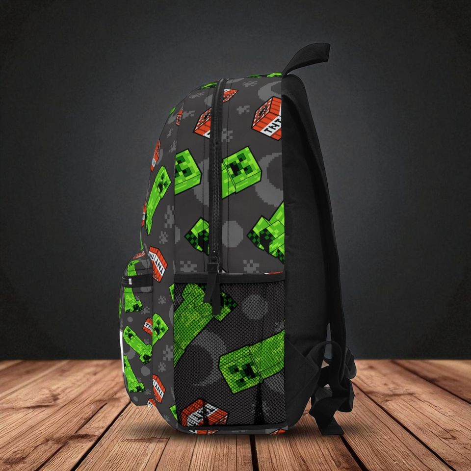 Personalized Minecraft Inspired Backpack, Gamer School Bag