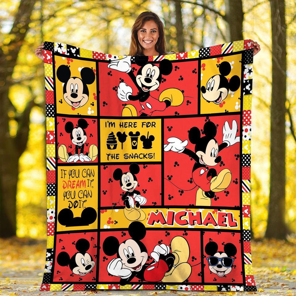 Mickey Mouse Quilt Blanket, Disney Mickey Mouse Fleece Blanket, Christmas Mickey Gift
