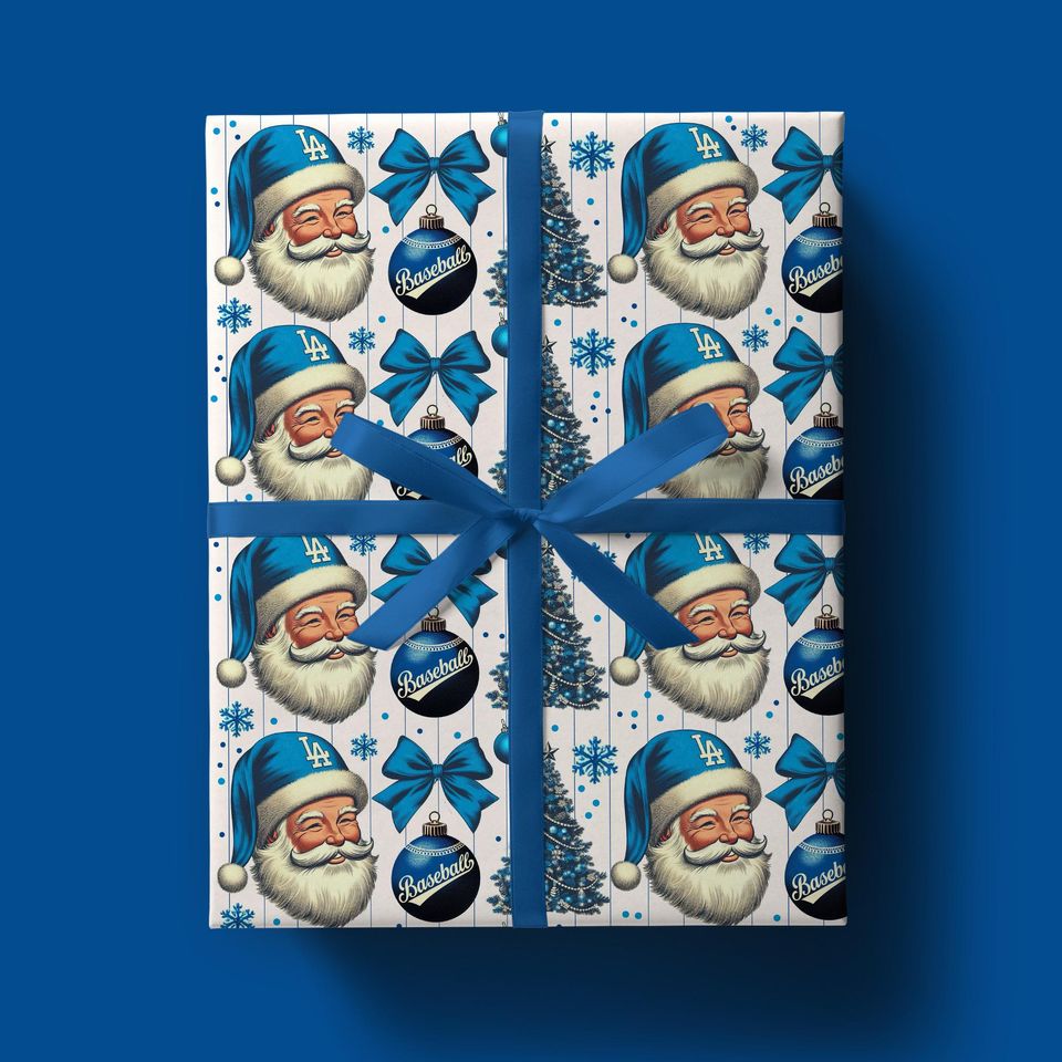 Original Dodger Blue Christmas Wrapping paper, LA Dodgers, Baseball Lover