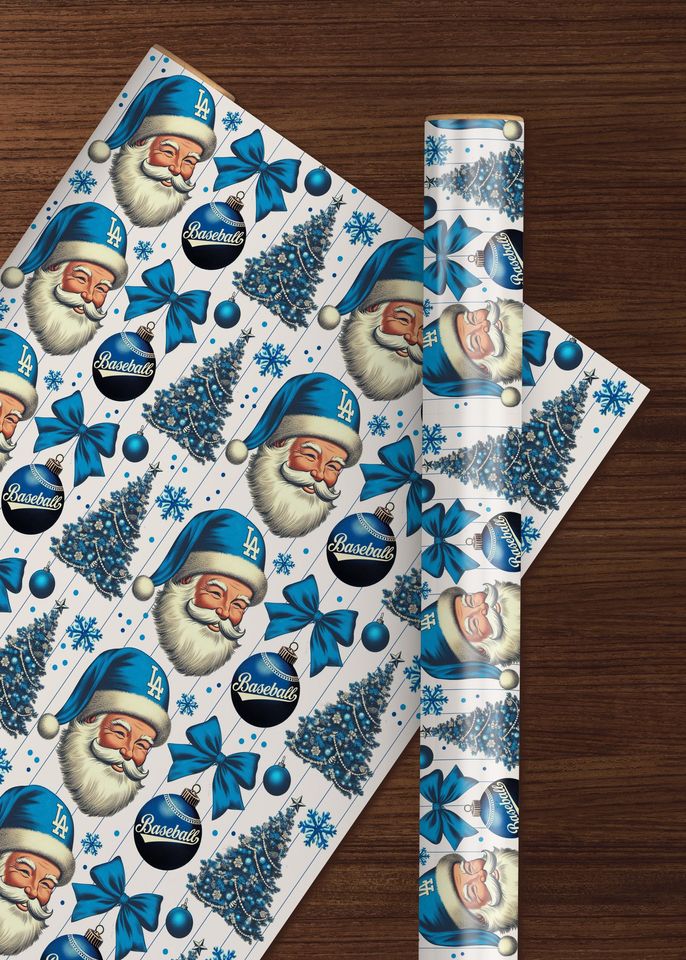Original Dodger Blue Christmas Wrapping paper, LA Dodgers, Baseball Lover