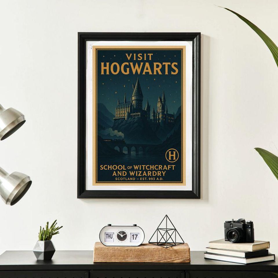 Wizard Castle Poster, Magic School Wall Art, Enchanted Night Printable