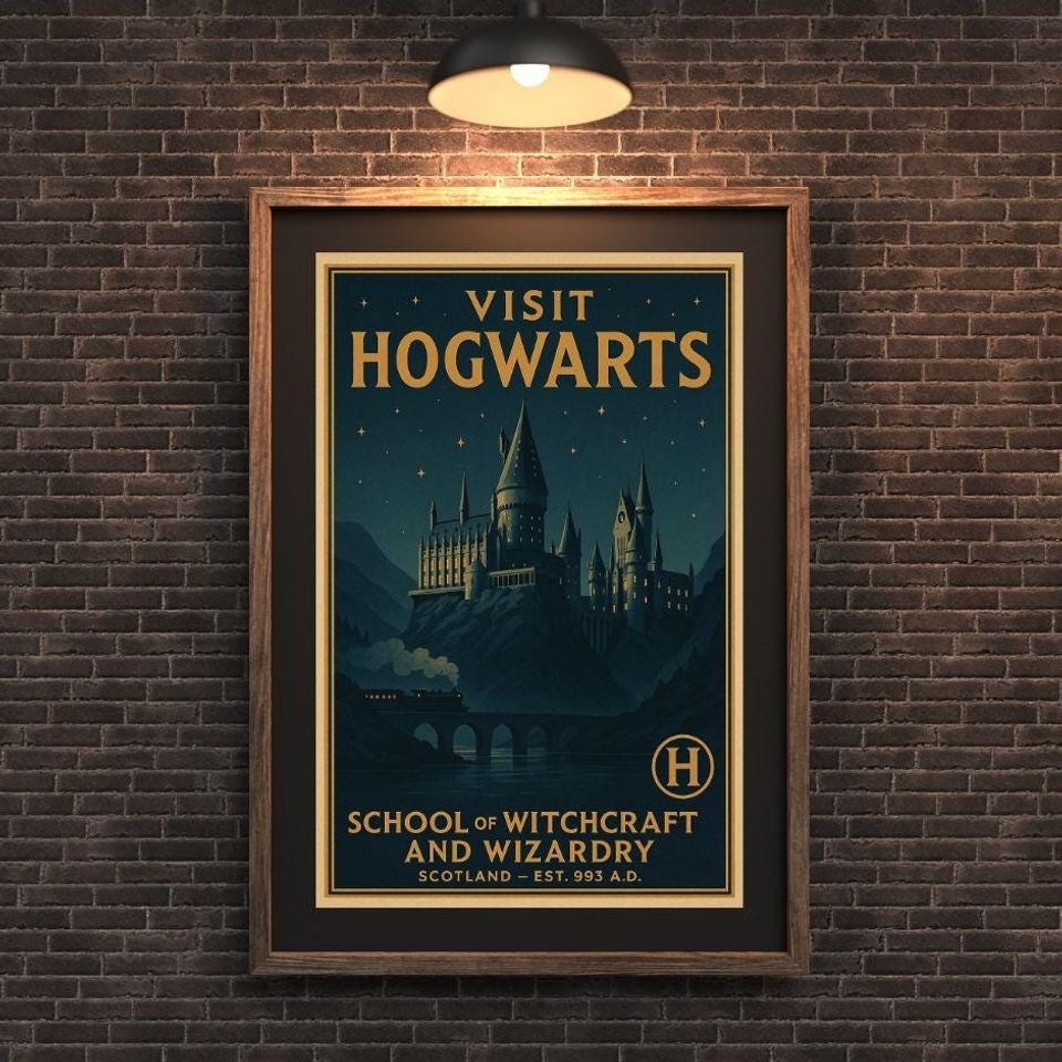 Wizard Castle Poster, Magic School Wall Art, Enchanted Night Printable