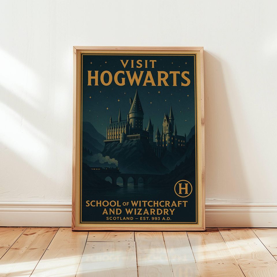 Wizard Castle Poster, Magic School Wall Art, Enchanted Night Printable