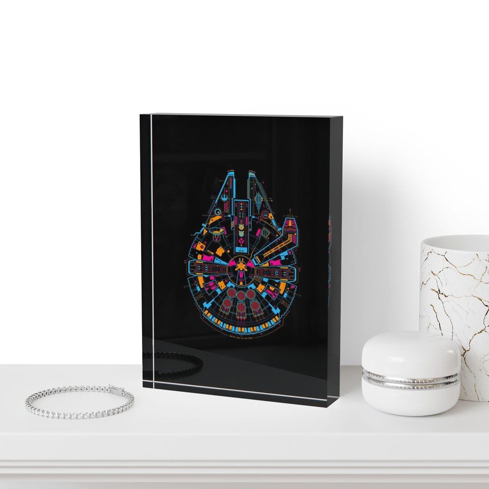 Star Wars Photo Block - Father's Day Gift - Gift For Him - Home Decor - Millennium Falcon
