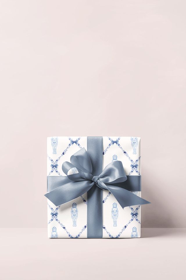 Nutcracker Blue Trellis Wrapping Paper, Christmas Nutcracker Wrapping, Nutcracker Gift Wrap, Christmas Nutcracker Wrap, Holiday Gift Wrap