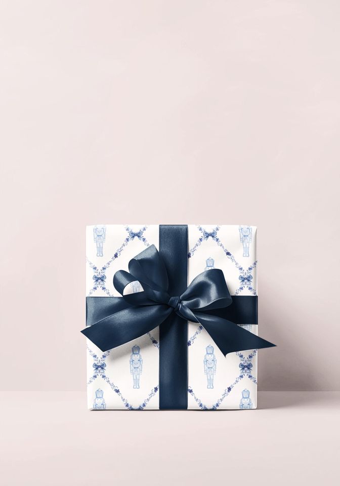 Nutcracker Blue Trellis Wrapping Paper, Christmas Nutcracker Wrapping, Nutcracker Gift Wrap, Christmas Nutcracker Wrap, Holiday Gift Wrap
