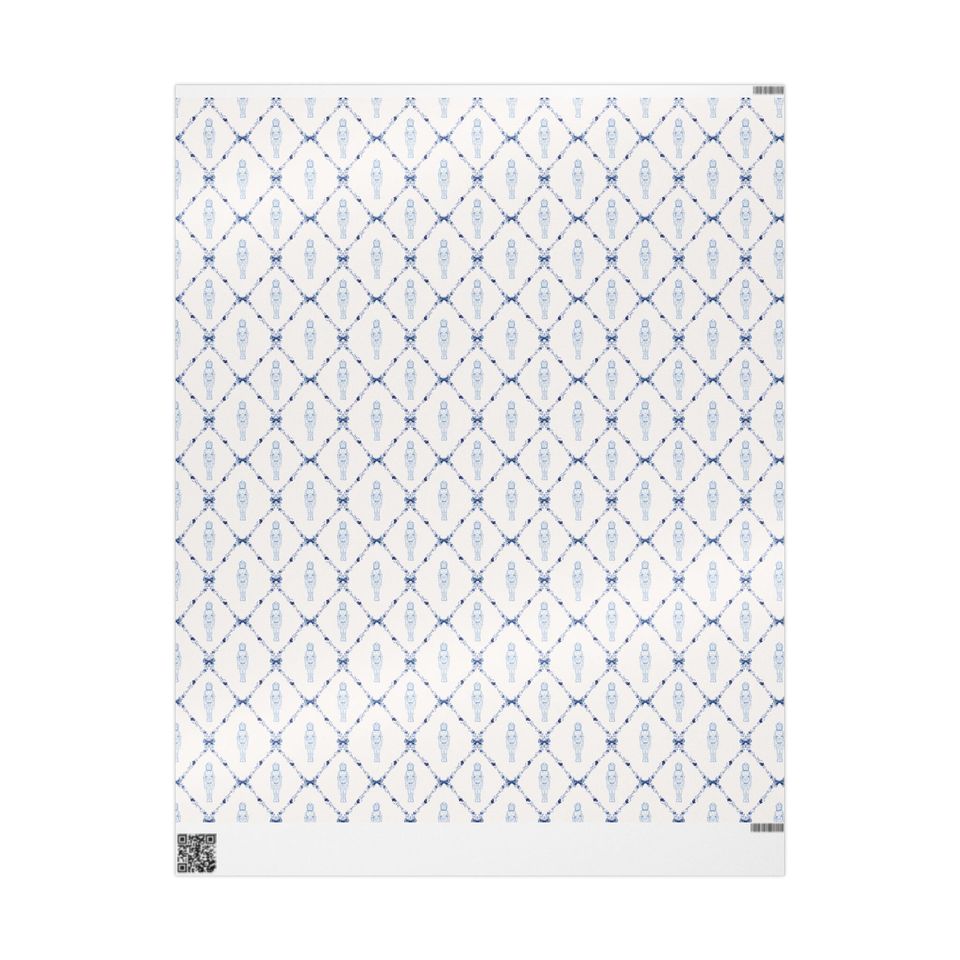 Nutcracker Blue Trellis Wrapping Paper, Christmas Nutcracker Wrapping, Nutcracker Gift Wrap, Christmas Nutcracker Wrap, Holiday Gift Wrap