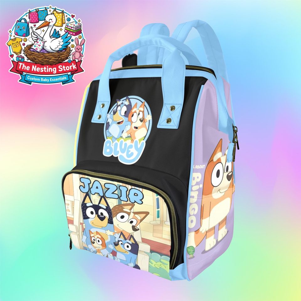 Custom BlueyDad Diaperbag Character Bookbag