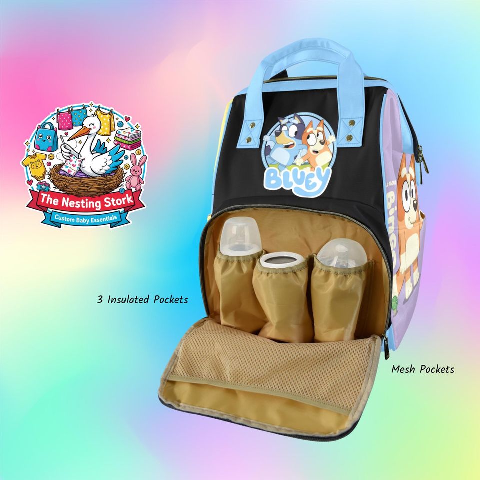 Custom BlueyDad Diaperbag Character Bookbag