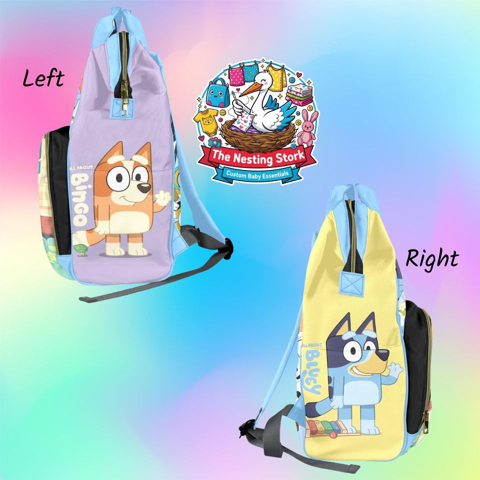 Custom BlueyDad Diaperbag Character Bookbag