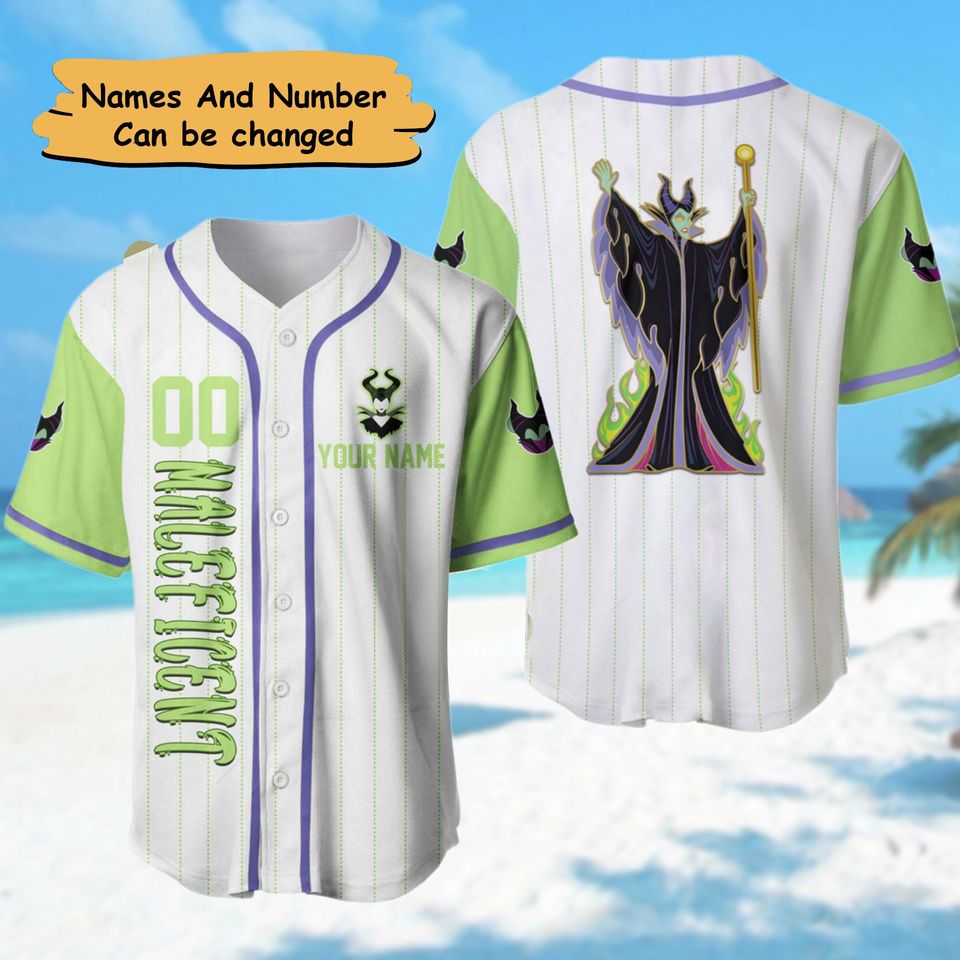 Custom Villain Character Baseball Jersey, Sleeping Princess Cartoon Characters Baseball Jersey