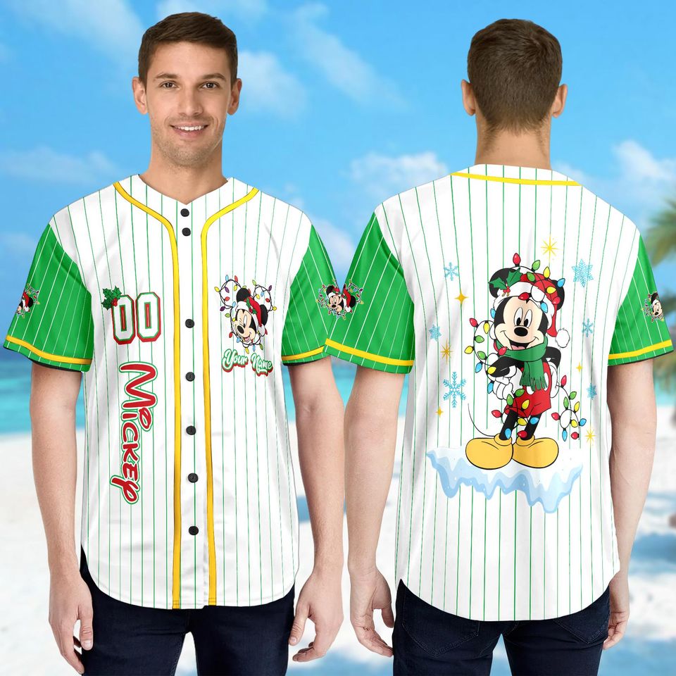 Custom Mickey Mouse Christmas Baseball Jersey, Mickey Mouse Jersey Team