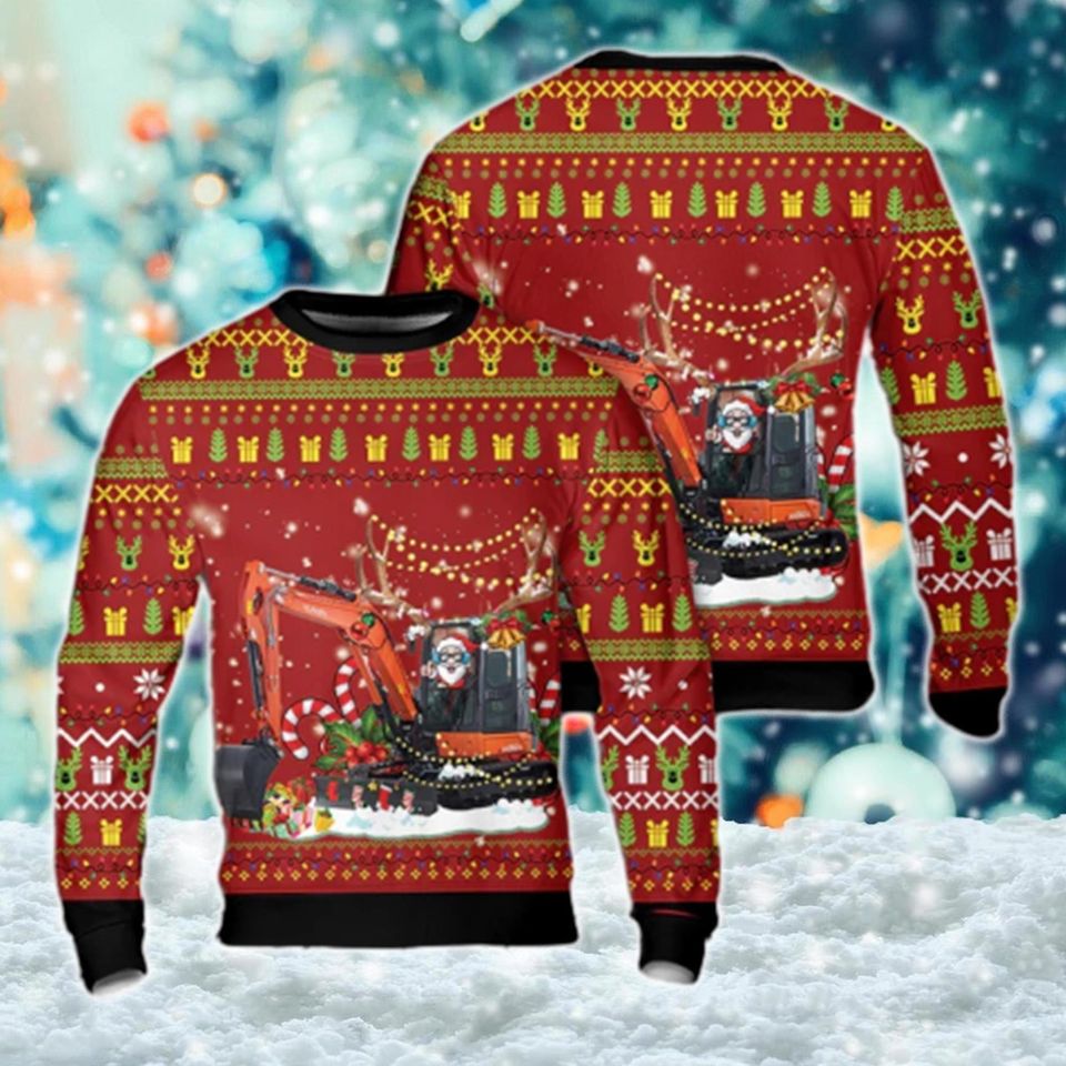 Excavator Christmas Ugly Sweater, Construction Christmas Sweatshirt, Excavator Santa Xmas Holiday Party Gifts, Xmas Tree Excavator Shirt