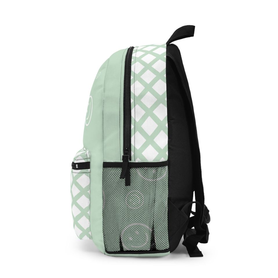 Durable Green Smiley Face Backpack, Cute Backpack, Back to School Bag for Girls, Backpack for Middle school girls