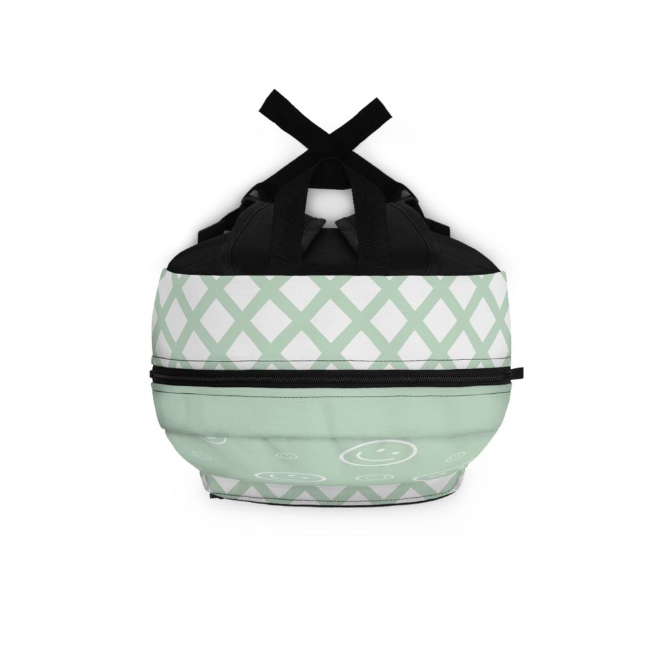 Durable Green Smiley Face Backpack, Cute Backpack, Back to School Bag for Girls, Backpack for Middle school girls