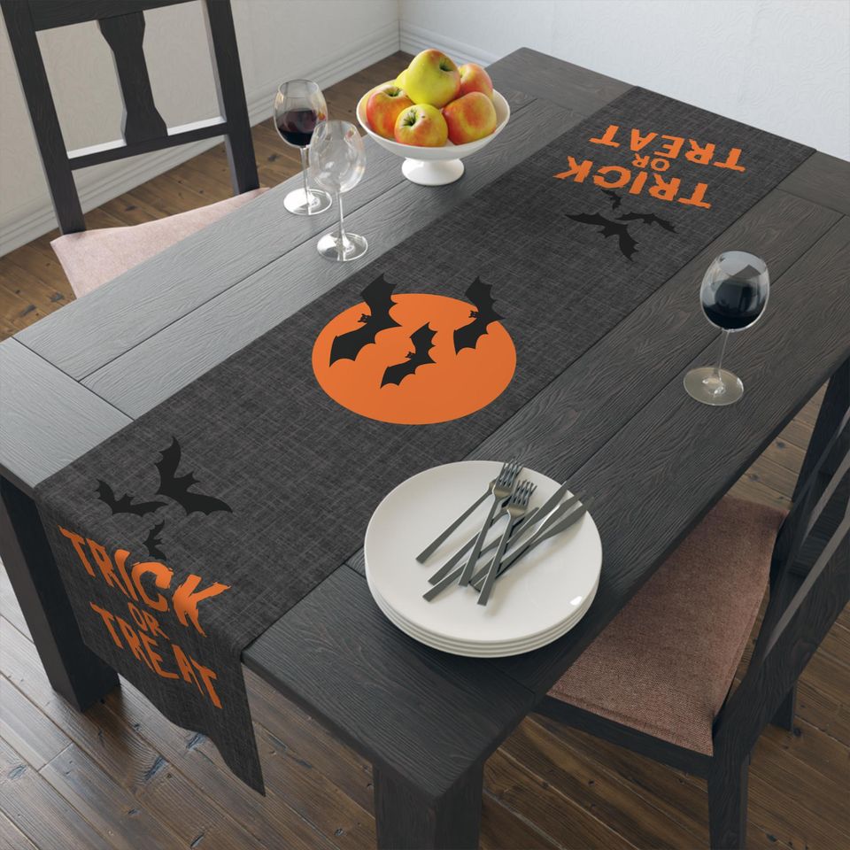 Halloween Table Runner, Trick or Treat Decor, Spooky Table Decor, Fall Table Accent, Halloween Party Decor
