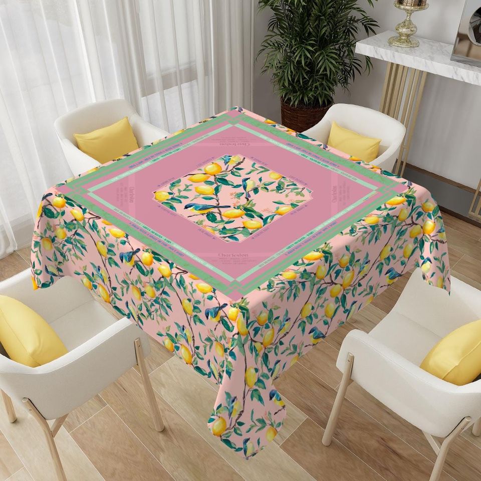 Citrus Mahjong Mat with Rules - Mahjong Table Cloth with Charleston Quick Guide