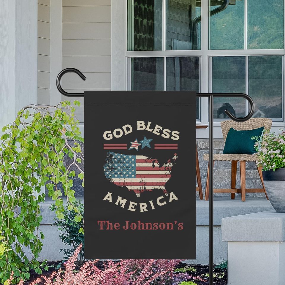 Personalized Patriotic Garden Flag: Rustic USA Map, Family Name