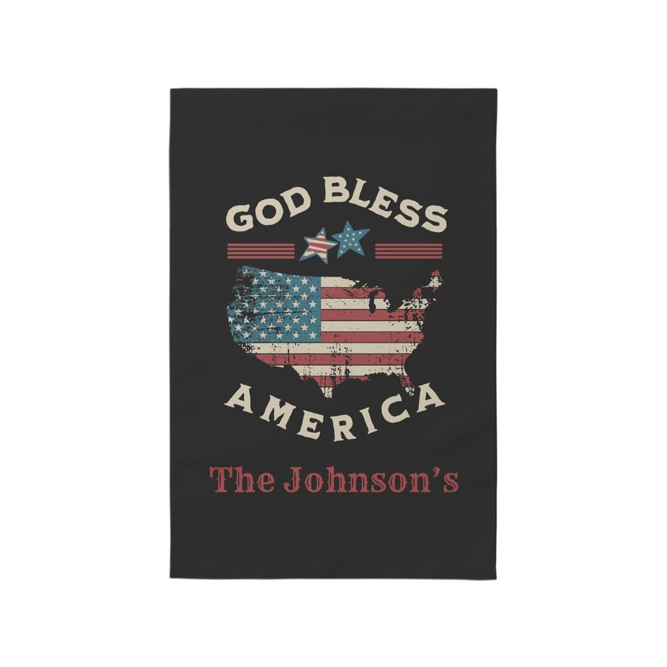 Personalized Patriotic Garden Flag: Rustic USA Map, Family Name