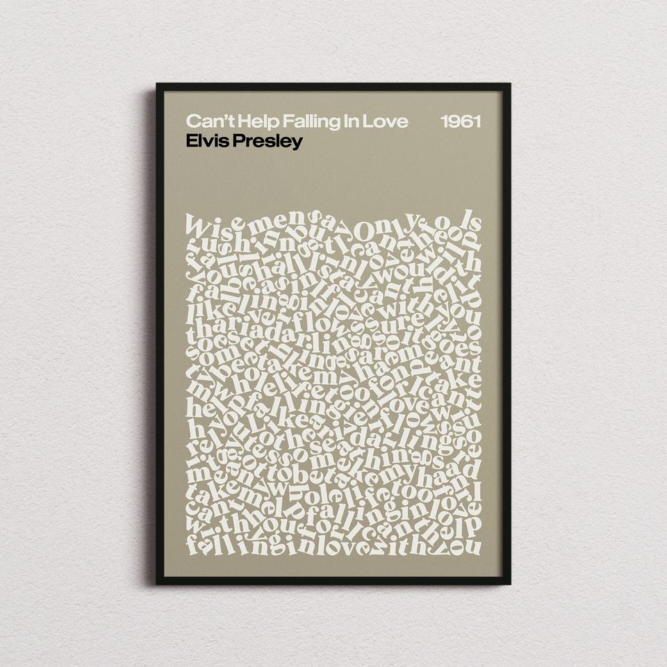 Elvis Presley Cant Help Falling In Love Song Lyrics Print