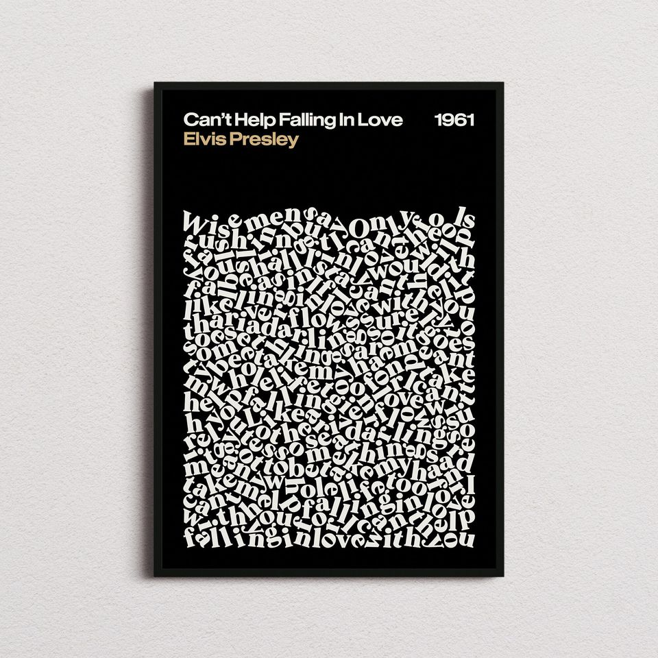 Elvis Presley Cant Help Falling In Love Song Lyrics Print