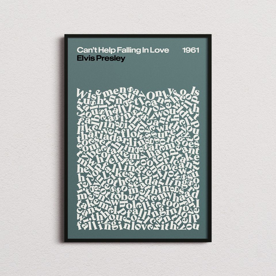 Elvis Presley Cant Help Falling In Love Song Lyrics Print