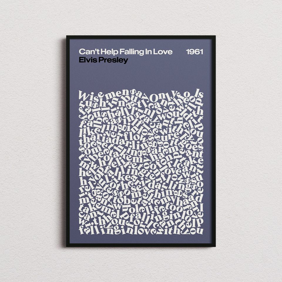 Elvis Presley Cant Help Falling In Love Song Lyrics Print