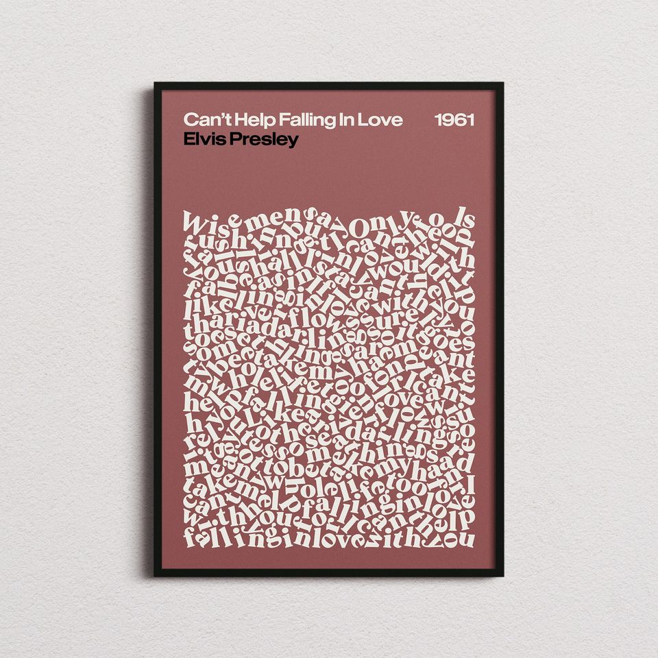 Elvis Presley Cant Help Falling In Love Song Lyrics Print